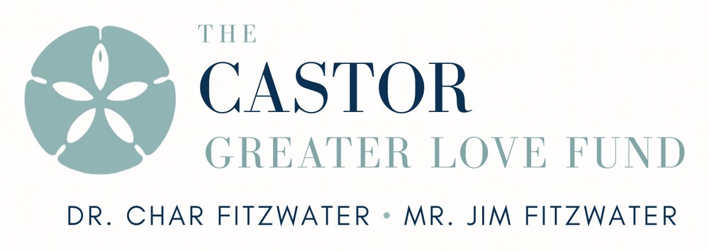 The Castor Greater Love Fund logo, with the names Dr. Char Fitzwater and Mr. Jim Fitzwater