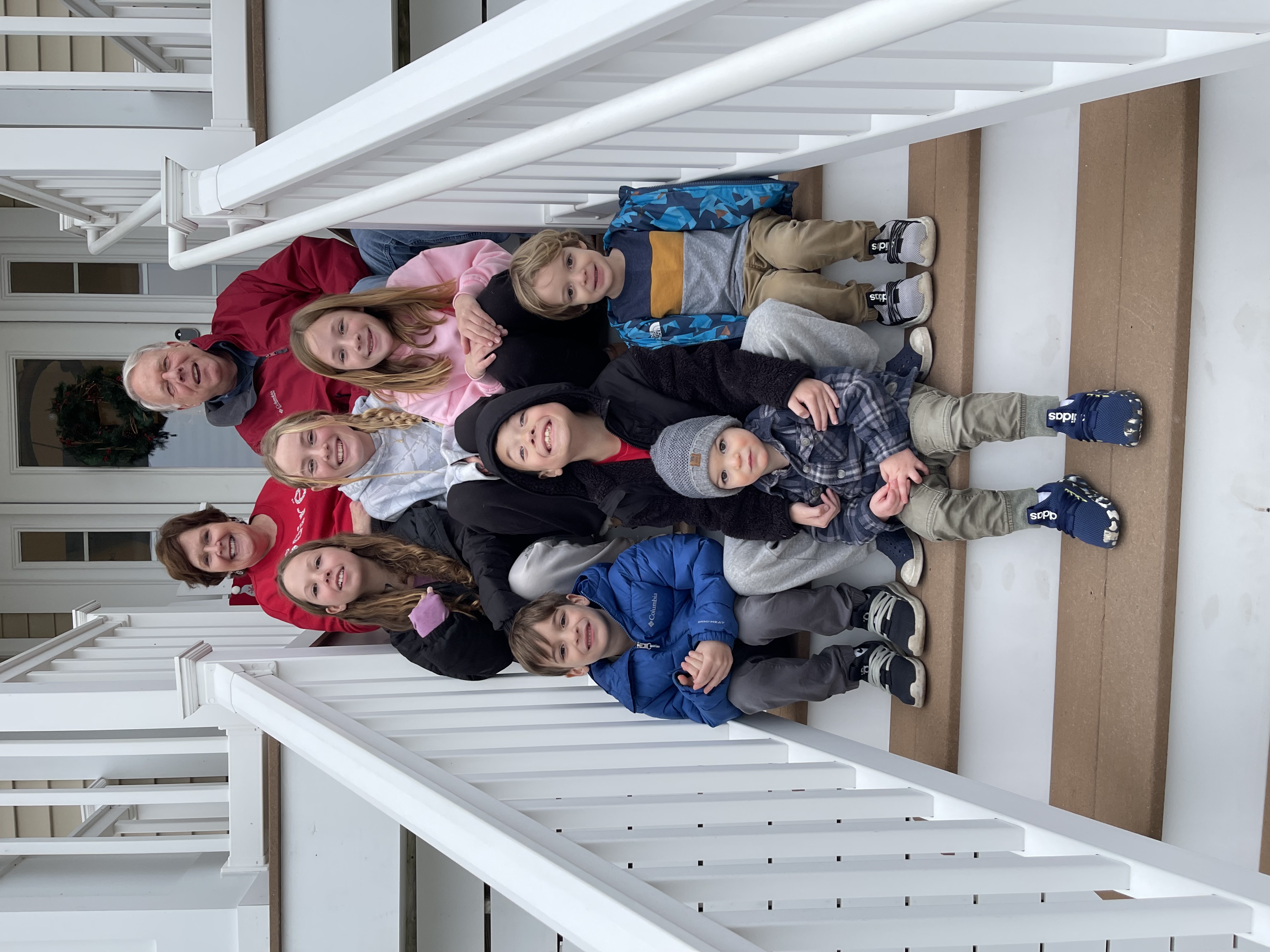 Char and her husband with their five grandchildren and two grand-nieces, all students in public schools